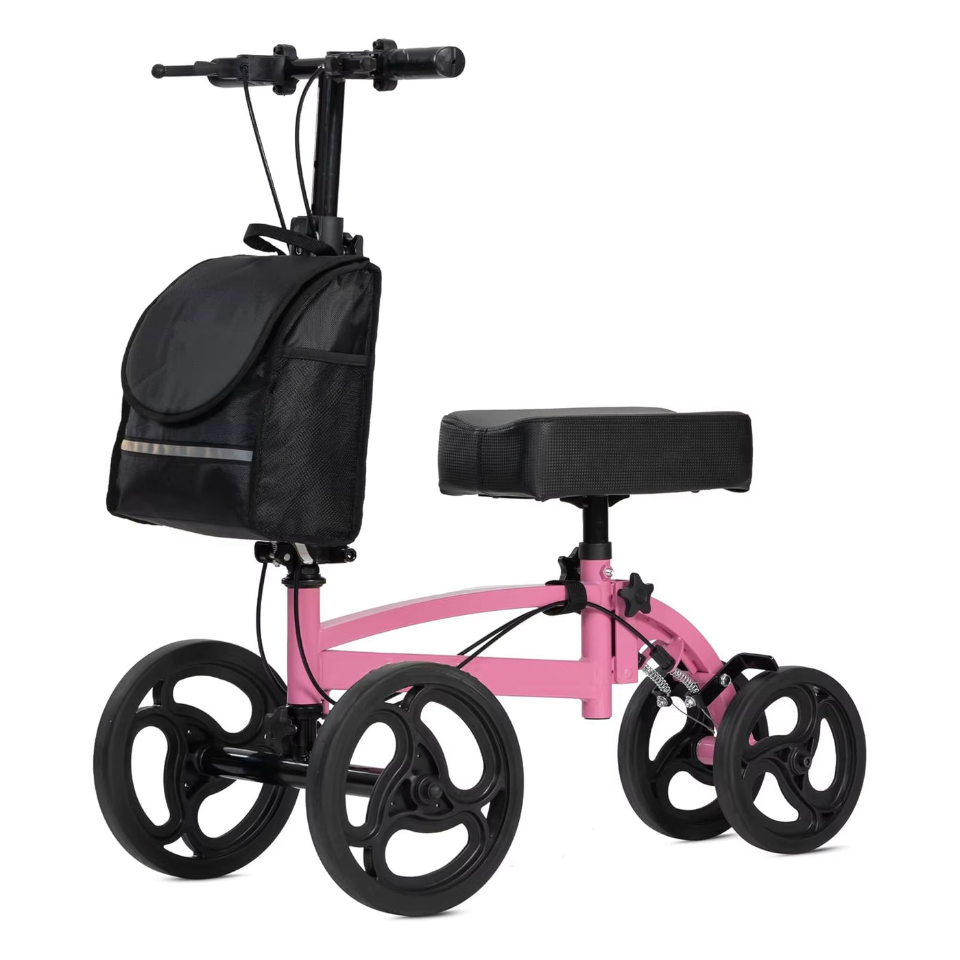 Steerable Folding Knee Scooter for Adults Dual Braking System Steel Knee Walker with Basket Handicapped Scooters