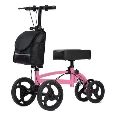 Steerable Folding Knee Scooter for Adults Dual Braking System Steel Knee Walker with Basket Handicapped Scooters