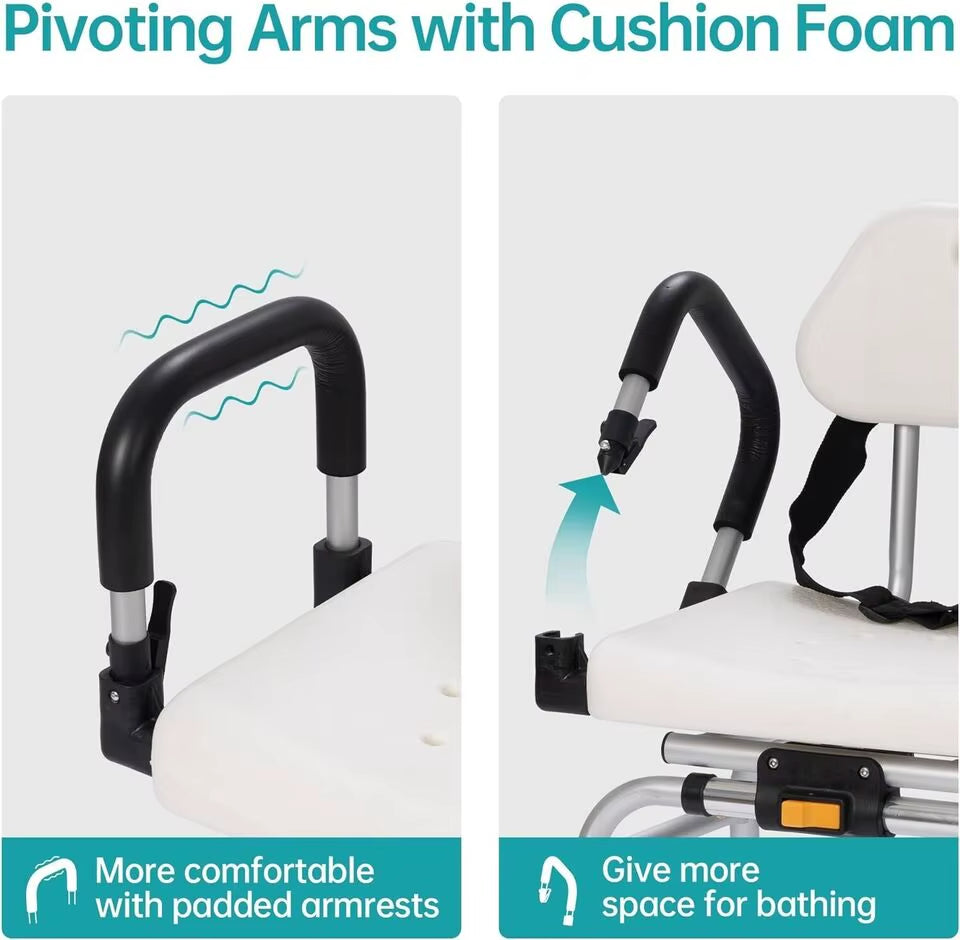 2024 Hot Sales Height Adjustable PU Seat and Backrest Tub Transfer Bench Sliding Shower Chair