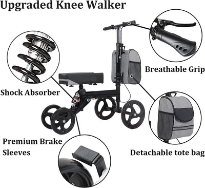 Ousite One Leg Car Knee Scooter for Disabled Walking Walker Crutches
