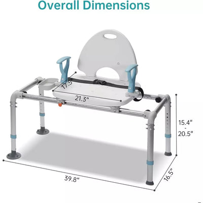  Sinway Heavy Duty Sliding Shower Chair Bathtub Transfer Seat 350Lbs OPEN BOX