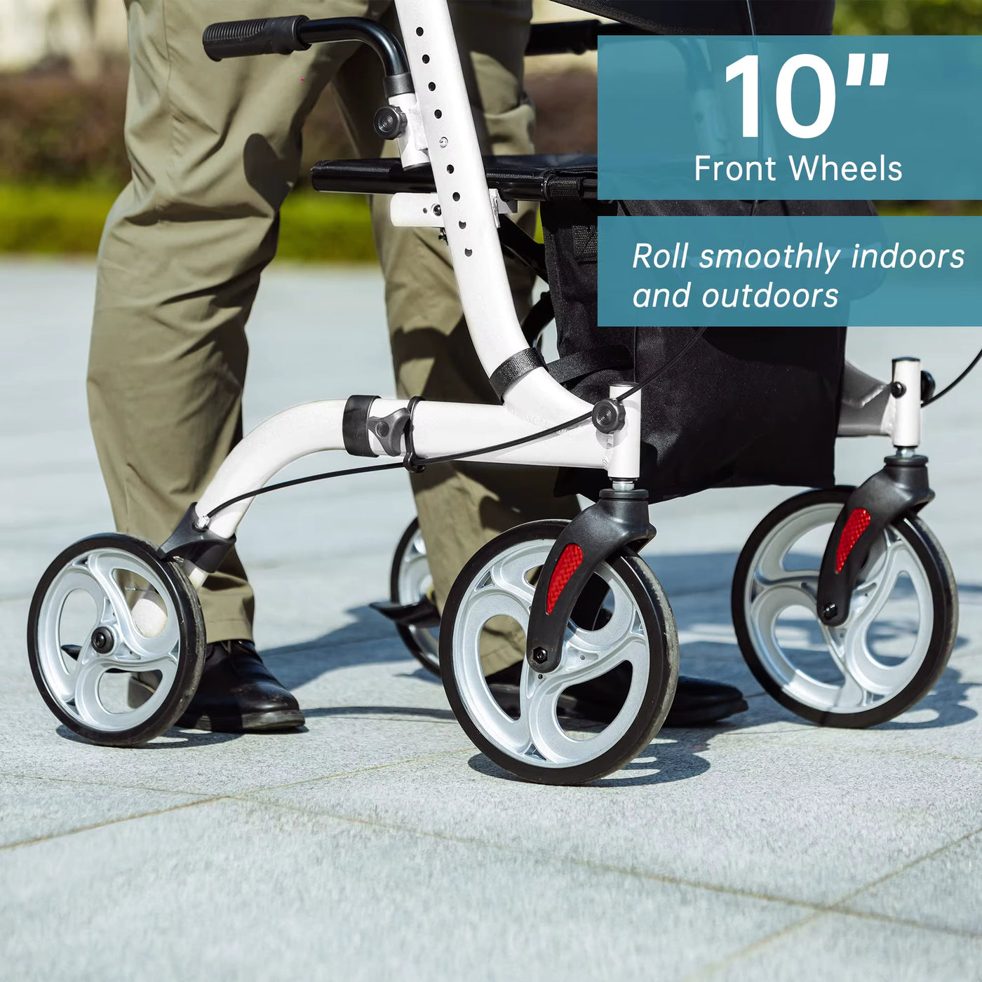 Portable Upright Walker Stand up Folding Rollator Walker with Basket Height Adjustable Handle Soft Seat with 4 Wheels