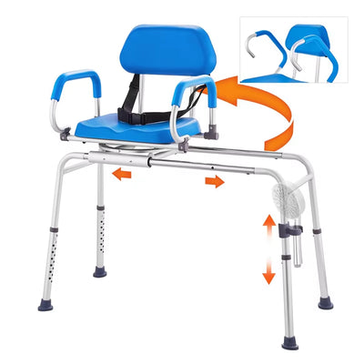 Customized Flip up Armrest Bath Chair Sliding Transfer Bench