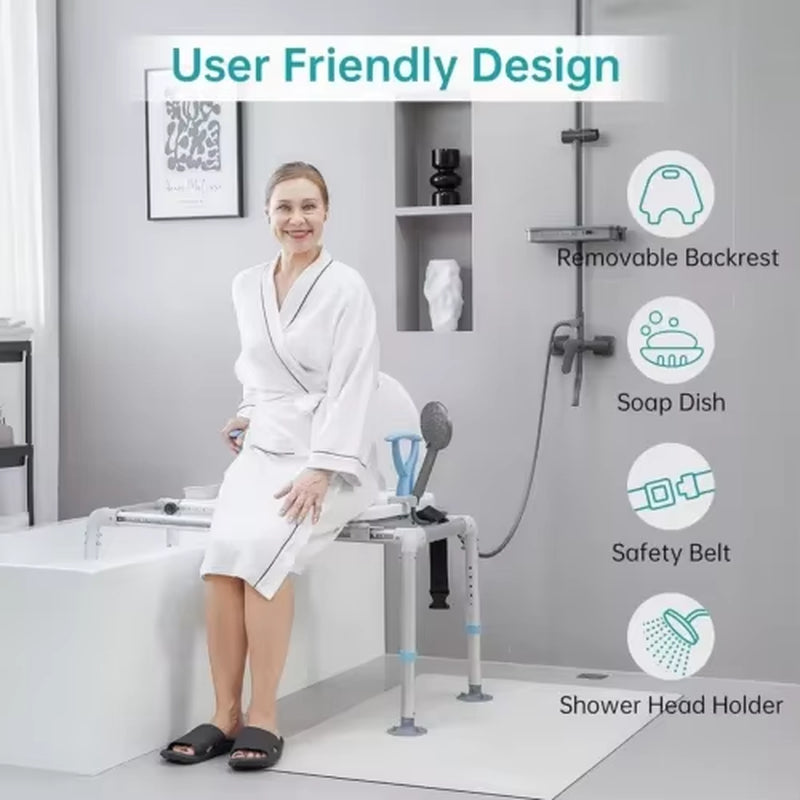  Sinway Heavy Duty Sliding Shower Chair Bathtub Transfer Seat 350Lbs OPEN BOX