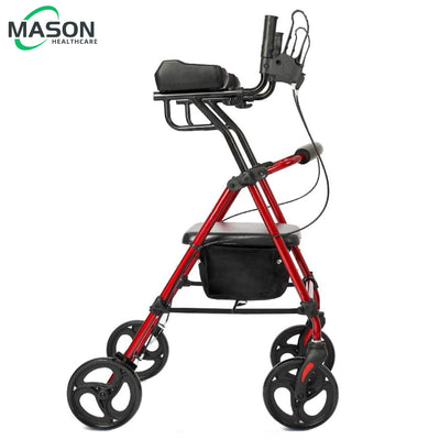 Lightweight Compact Folding Fully Adjustable Upright Walker & Rollator with Padded Seat & Backrest for Seniors