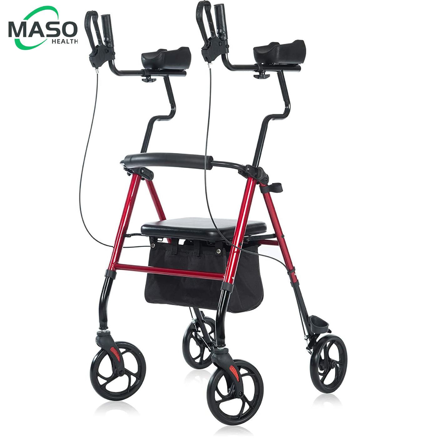 Lightweight Compact Folding Fully Adjustable Upright Walker & Rollator with Padded Seat & Backrest for Seniors