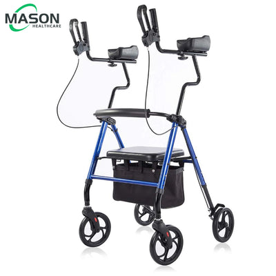 Lightweight Compact Folding Fully Adjustable Upright Walker & Rollator with Padded Seat & Backrest for Seniors