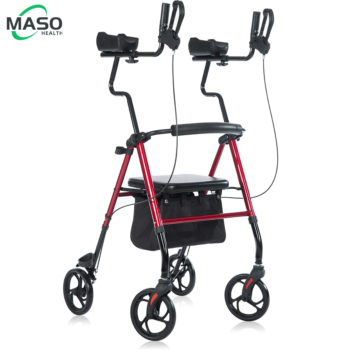 Lightweight Compact Folding Fully Adjustable Upright Walker & Rollator with Padded Seat & Backrest for Seniors