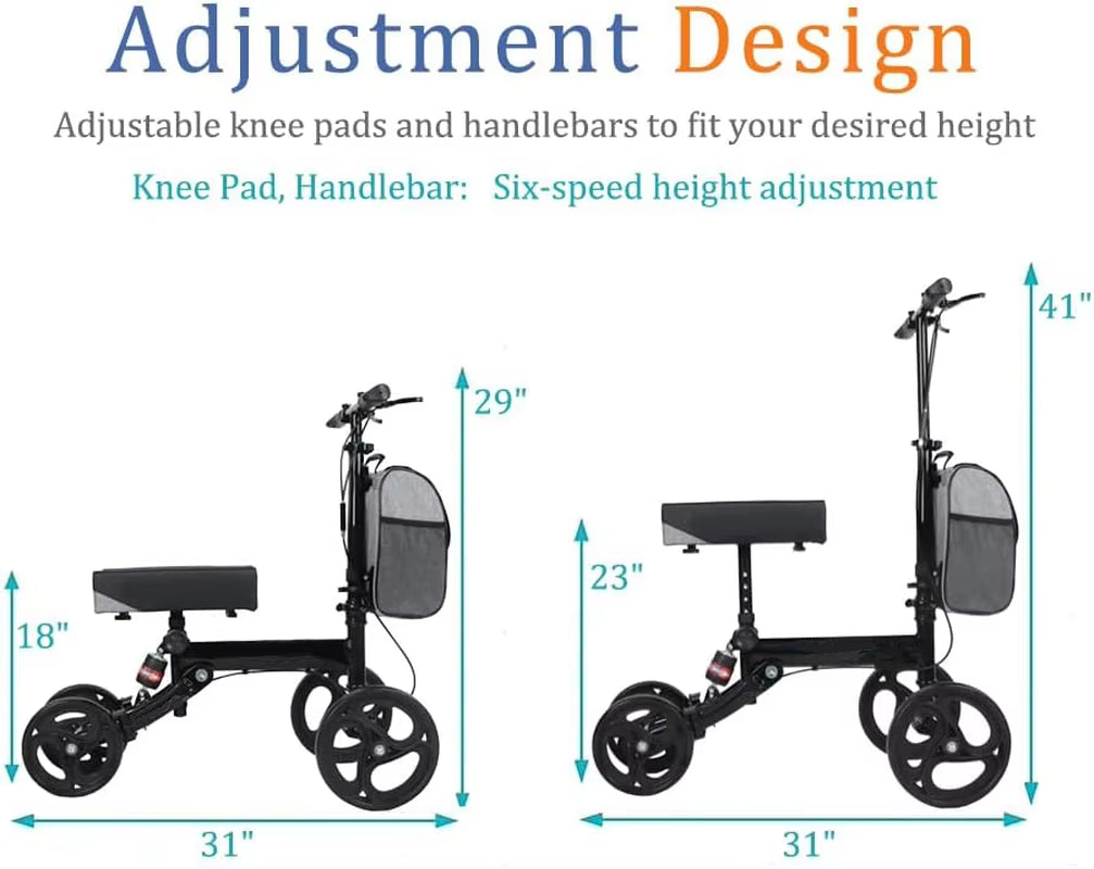 Ousite One Leg Car Knee Scooter for Disabled Walking Walker Crutches