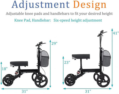 Ousite One Leg Car Knee Scooter for Disabled Walking Walker Crutches