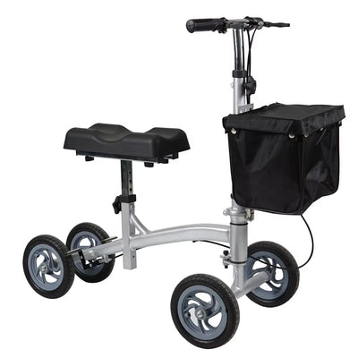 Rehabilitation Aluminum Lightweight Foldable Knee Scooter Walker for Ankle Fracture with Seat Storage Bag