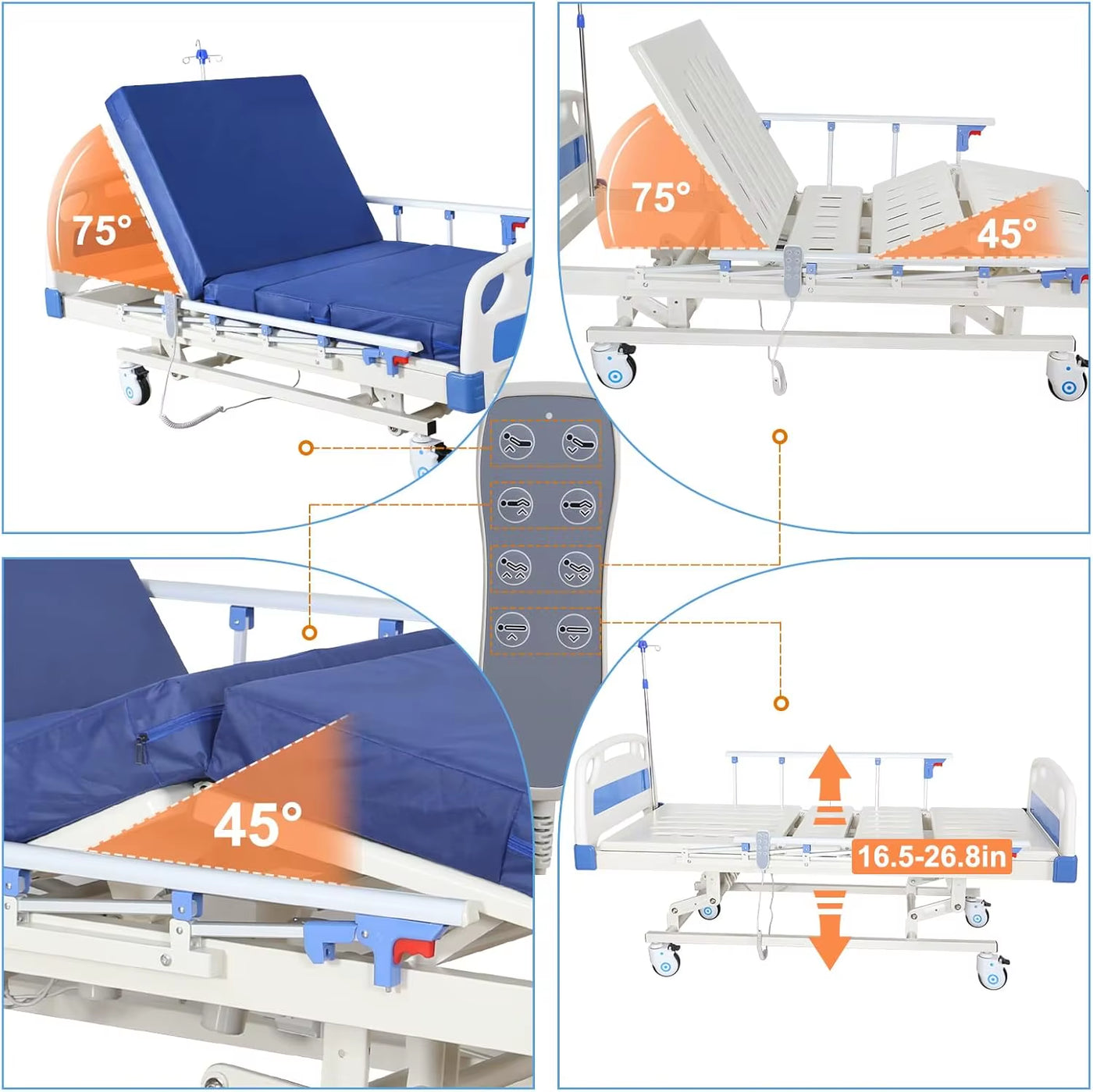 Factory Price Customized Medical Bed 1 Multifunctional Manual 3-Crank Home Care Bed