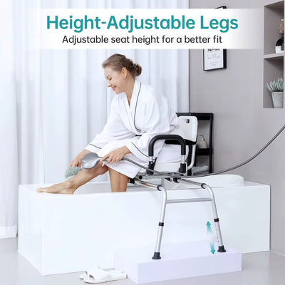 2024 Hot Sales Height Adjustable PU Seat and Backrest Tub Transfer Bench Sliding Shower Chair